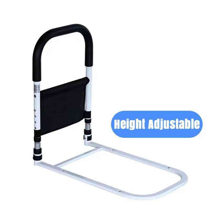 Adjustable Bed Rail with Dual Foam Handles and Storage Pocket