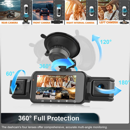 Four-Camera Dash Cam with Infrared Night Vision and Wireless App Control
