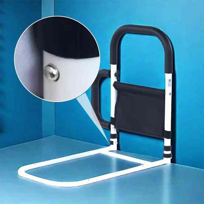 Adjustable Bed Rail with Dual Foam Handles and Storage Pocket