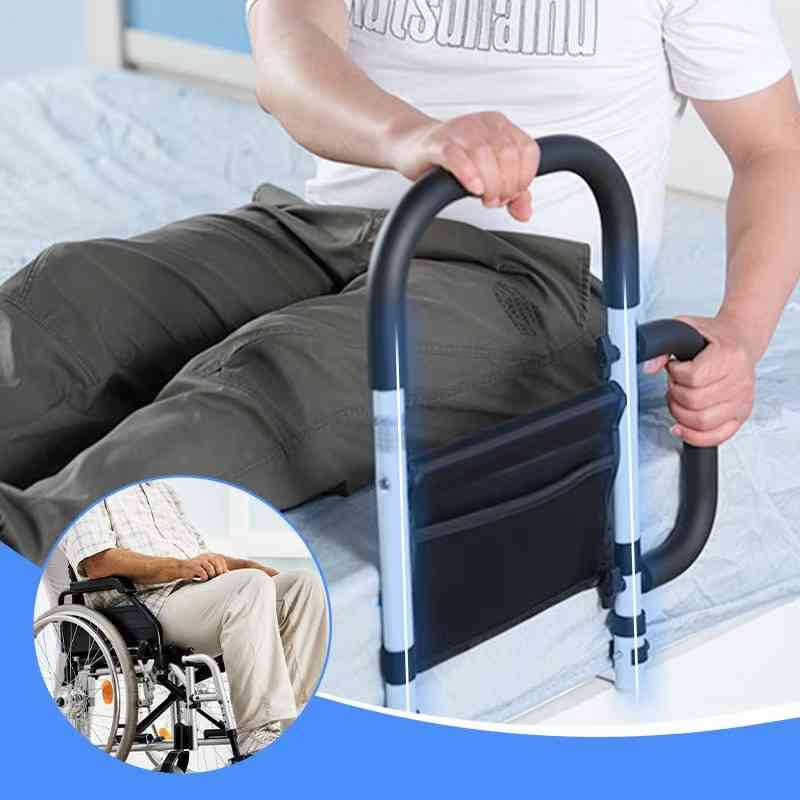 Adjustable Bed Rail with Dual Foam Handles and Storage Pocket