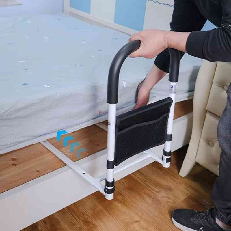 Adjustable Bed Rail with Dual Foam Handles and Storage Pocket
