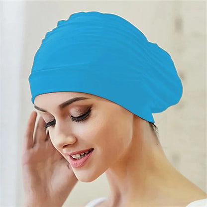 Turban Swimming Cap with Stretch Fit and Twist Design, Quick Drying