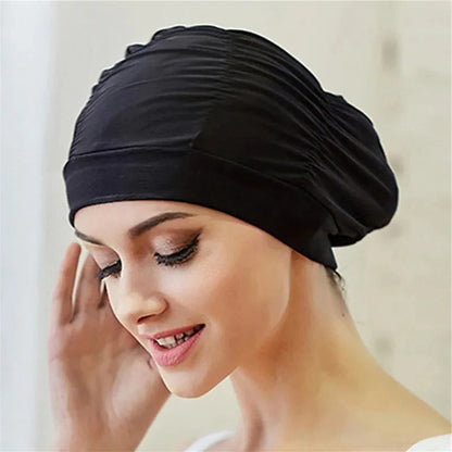 Turban Swimming Cap with Stretch Fit and Twist Design, Quick Drying