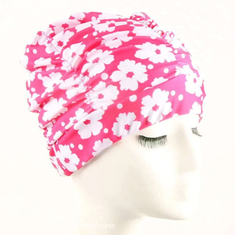 Turban Swimming Cap with Stretch Fit and Twist Design, Quick Drying