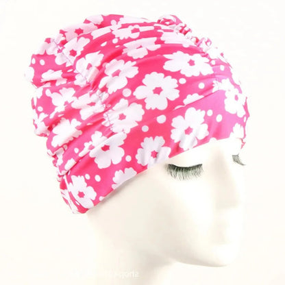 Turban Swimming Cap with Stretch Fit and Twist Design, Quick Drying