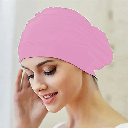 Turban Swimming Cap with Stretch Fit and Twist Design, Quick Drying