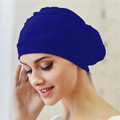 Turban Swimming Cap with Stretch Fit and Twist Design, Quick Drying