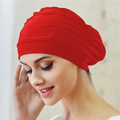 Turban Swimming Cap with Stretch Fit and Twist Design, Quick Drying