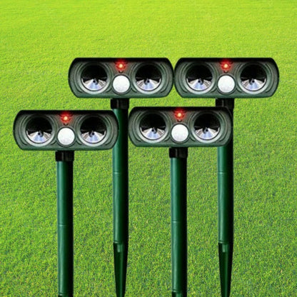Motion Activated Ultrasonic Animal Repeller with Solar Panel and 30ft Detection