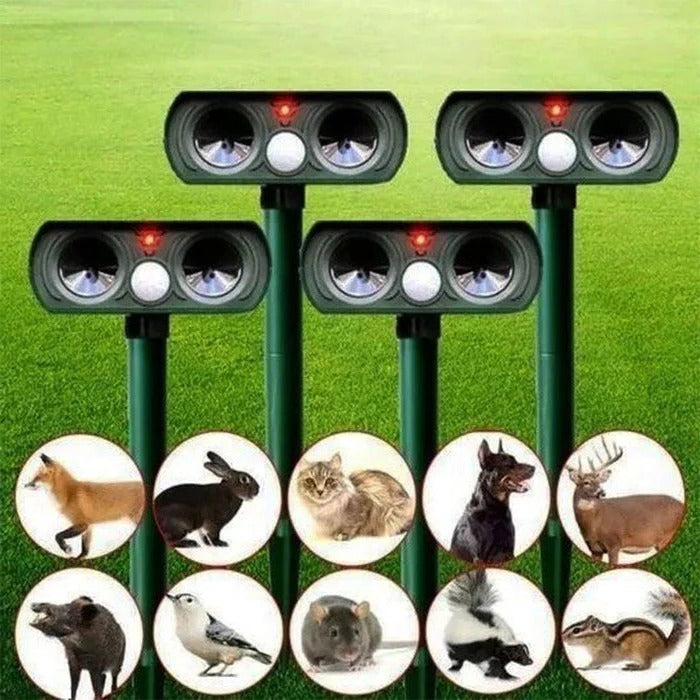 Motion Activated Ultrasonic Animal Repeller with Solar Panel and 30ft Detection
