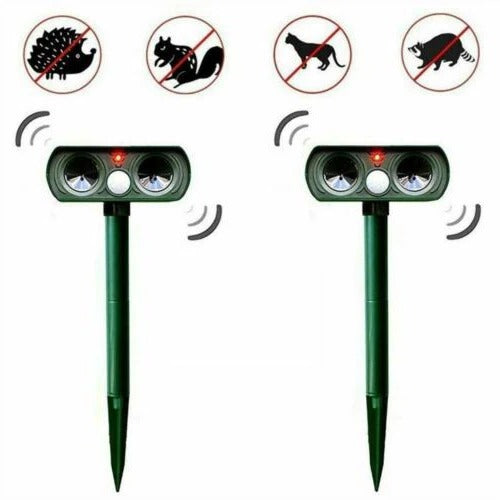 Motion Activated Ultrasonic Animal Repeller with Solar Panel and 30ft Detection