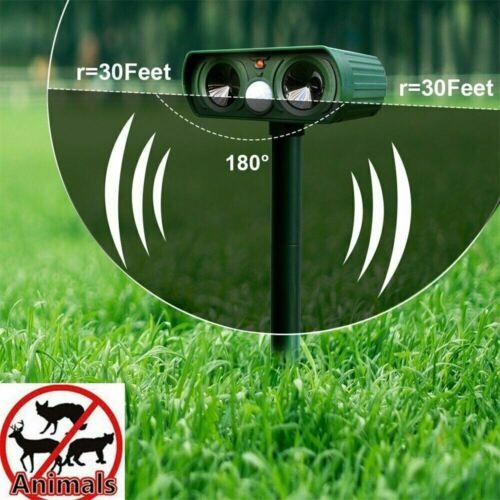 Motion Activated Ultrasonic Animal Repeller with Solar Panel and 30ft Detection
