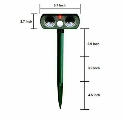 Motion Activated Ultrasonic Animal Repeller with Solar Panel and 30ft Detection