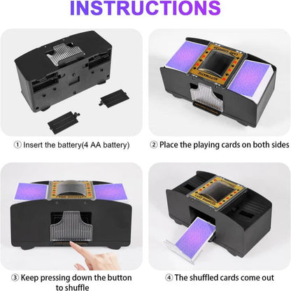 Automatic Card Shuffler for Two Decks with Battery Power