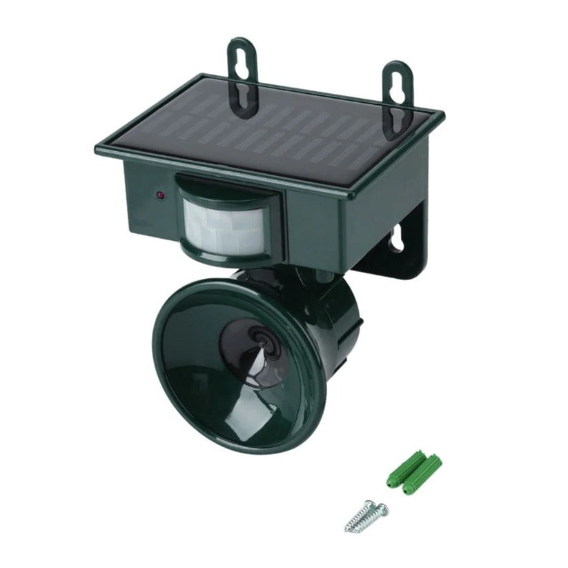 Solar Powered Bird Repeller with Motion Sensor and Adjustable Sound Deterrent