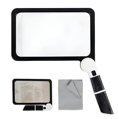 5x Magnifying Glass with 48 Dimmable LEDs and Foldable Handle, Rectangular Lens