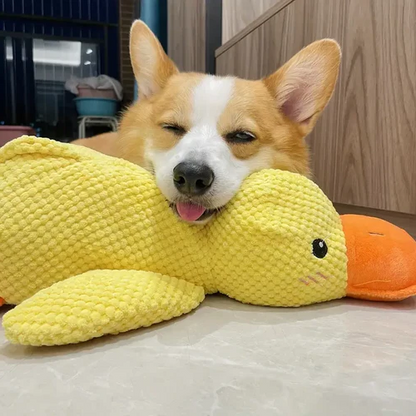 Quacking Duck Dog Toy with Chew Resistant Polyester and Machine Washable Design