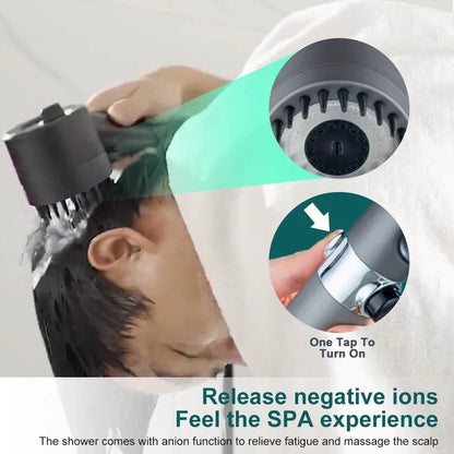 Shower Head with Laser Cut Micro Holes and Push Button Flow Control, 9-Layer Filtration