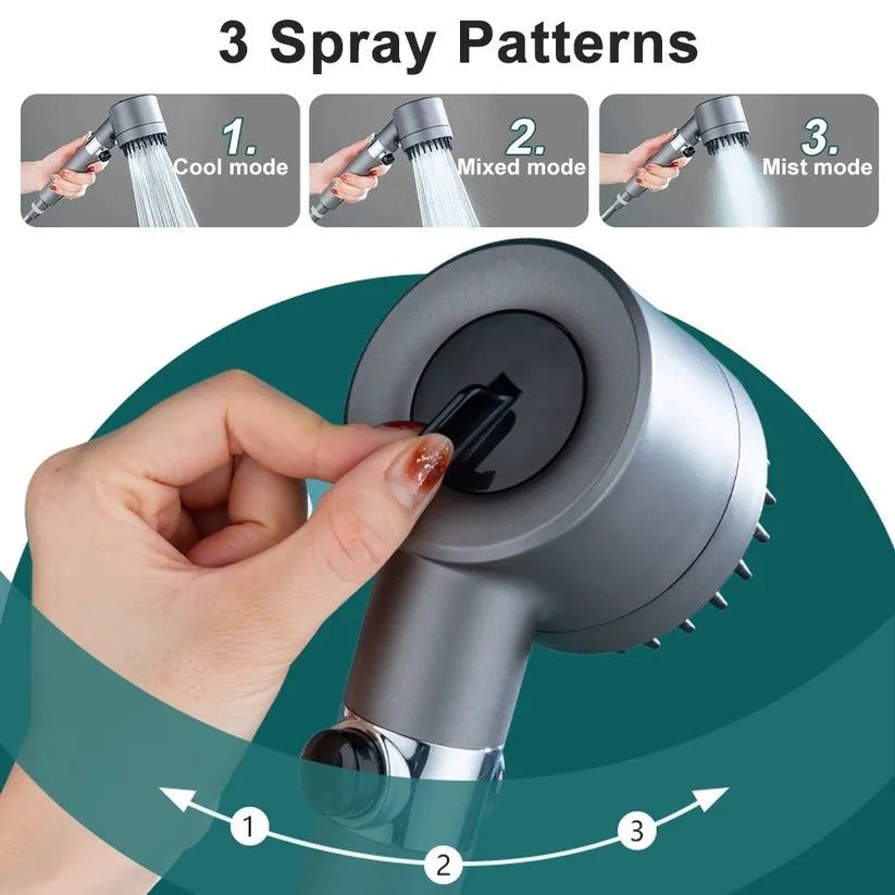 Shower Head with Laser Cut Micro Holes and Push Button Flow Control, 9-Layer Filtration