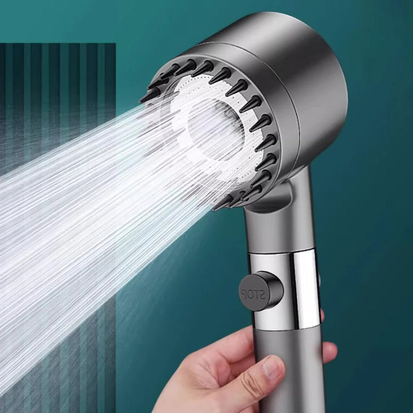 Shower Head with Laser Cut Micro Holes and Push Button Flow Control, 9-Layer Filtration