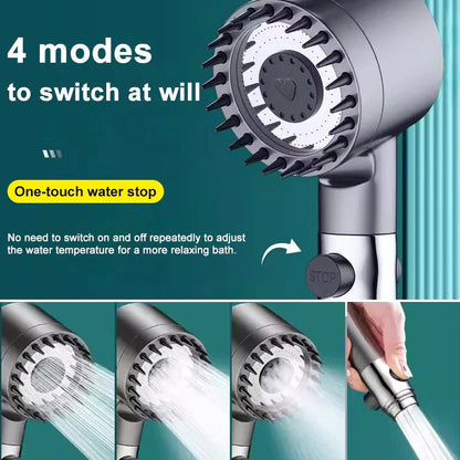 Shower Head with Laser Cut Micro Holes and Push Button Flow Control, 9-Layer Filtration