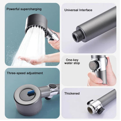 Shower Head with Laser Cut Micro Holes and Push Button Flow Control, 9-Layer Filtration