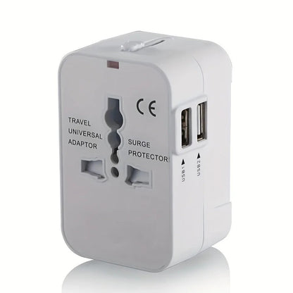 Universal Travel Adapter with Dual USB Ports, 110V-220V Compatible