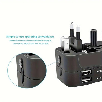 Universal Travel Adapter with Dual USB Ports, 110V-220V Compatible