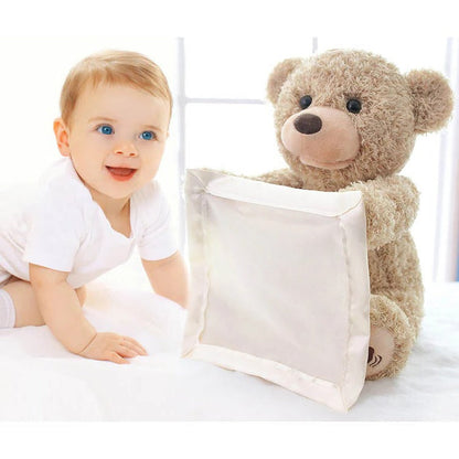 Interactive Plush Teddy with Peek-A-Boo Motion and Built-In Melodies for Tummy Time