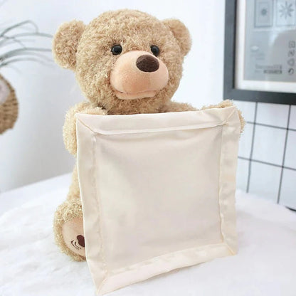Interactive Plush Teddy with Peek-A-Boo Motion and Built-In Melodies for Tummy Time
