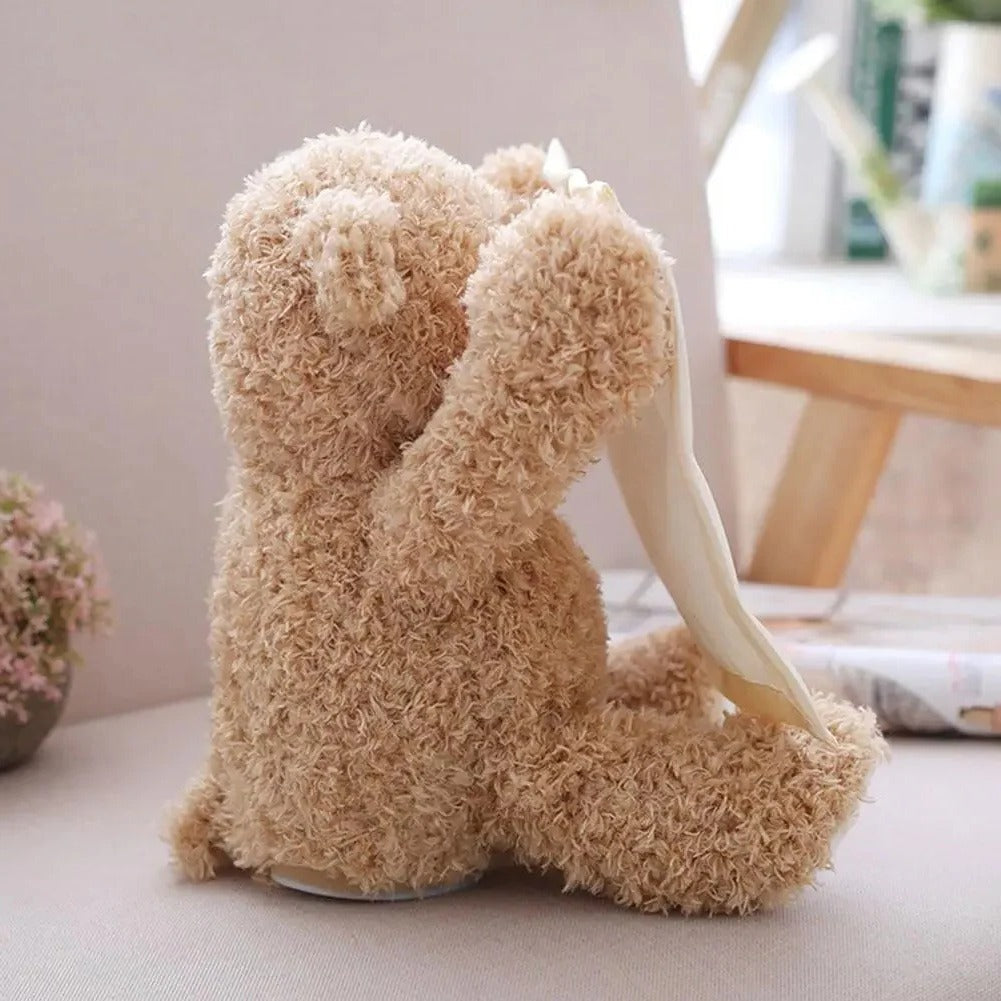 Interactive Plush Teddy with Peek-A-Boo Motion and Built-In Melodies for Tummy Time