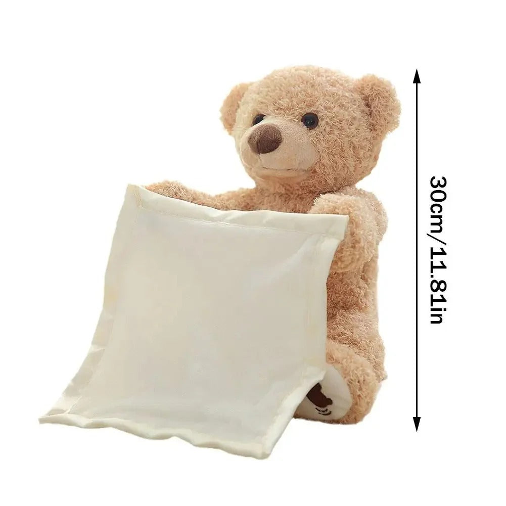 Interactive Plush Teddy with Peek-A-Boo Motion and Built-In Melodies for Tummy Time