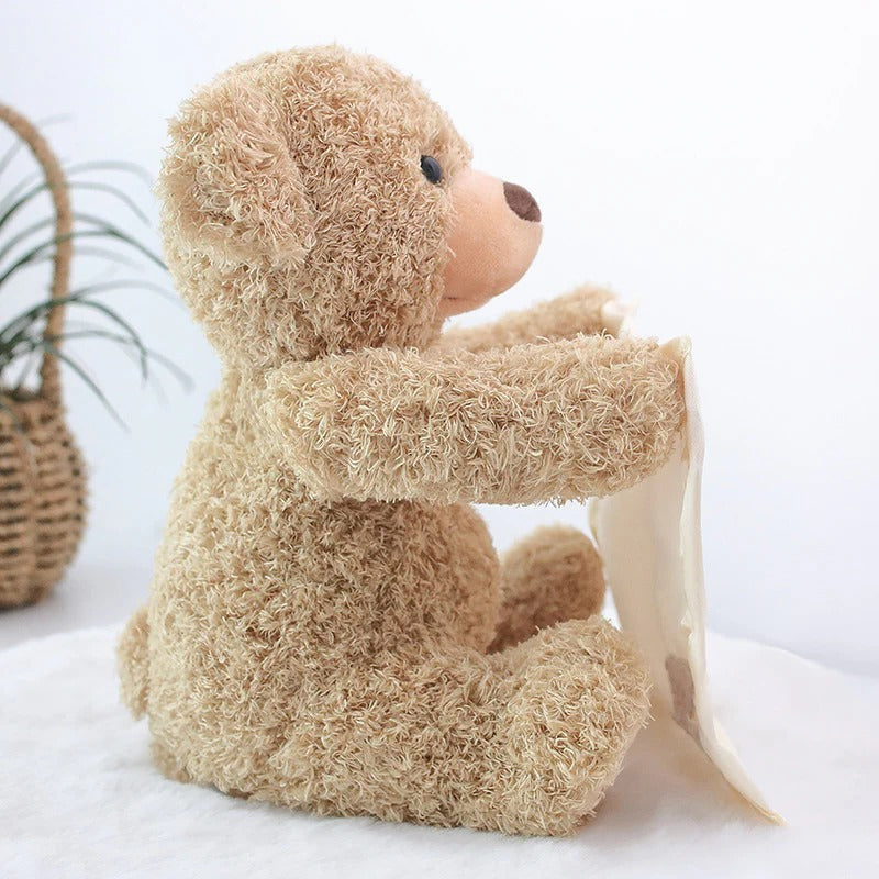Interactive Plush Teddy with Peek-A-Boo Motion and Built-In Melodies for Tummy Time
