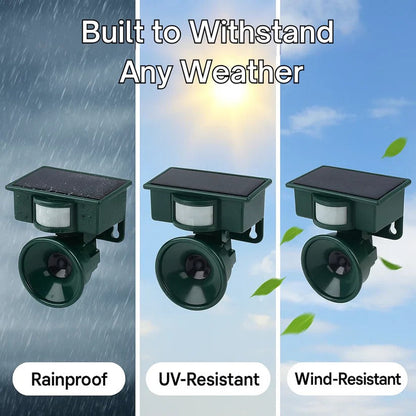 Solar Powered Bird Repeller with Motion Sensor and Adjustable Sound Deterrent
