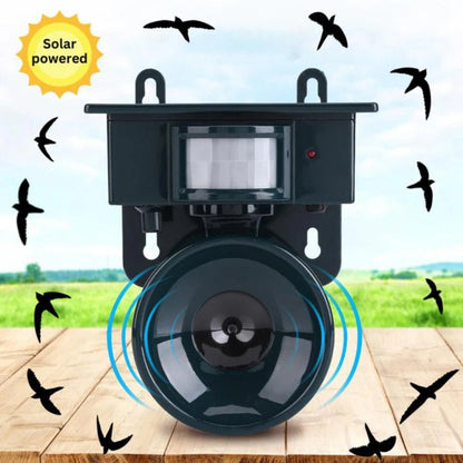 Solar Powered Bird Repeller with Motion Sensor and Adjustable Sound Deterrent