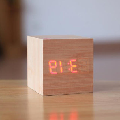 Wood Block Clock with Sound Activation and LED Display