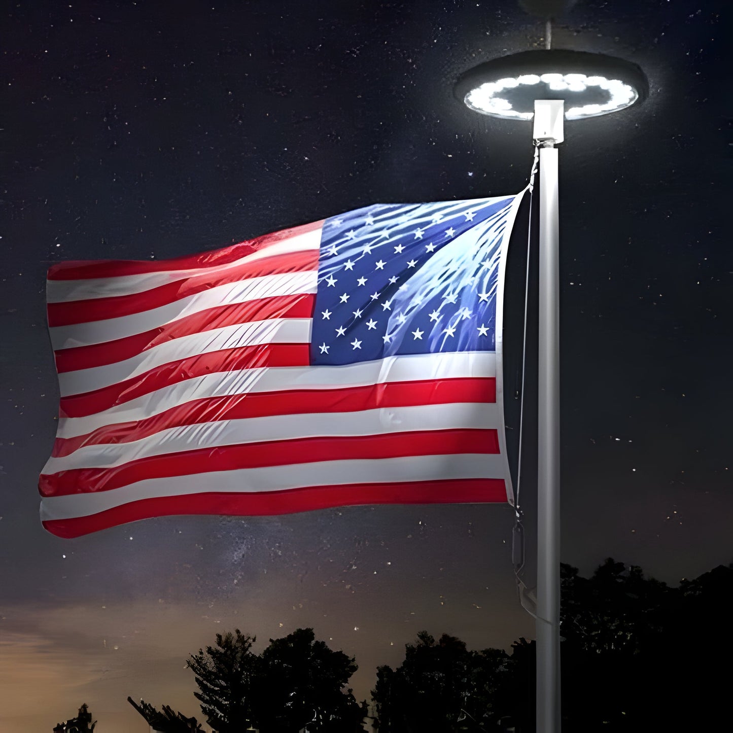 Solar Flagpole Light with Automatic Dusk-to-Dawn Sensor and 700 Lumen LED Output