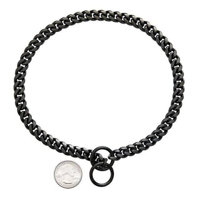 Solid Steel Dog Collar with Polished Links and Rust-Resistant Finish
