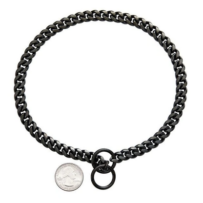 Solid Steel Dog Collar with Polished Links and Rust-Resistant Finish