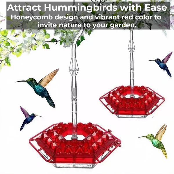 Hummingbird Feeder with Ant Moat and Bee-Resistant Ports, 12oz Capacity