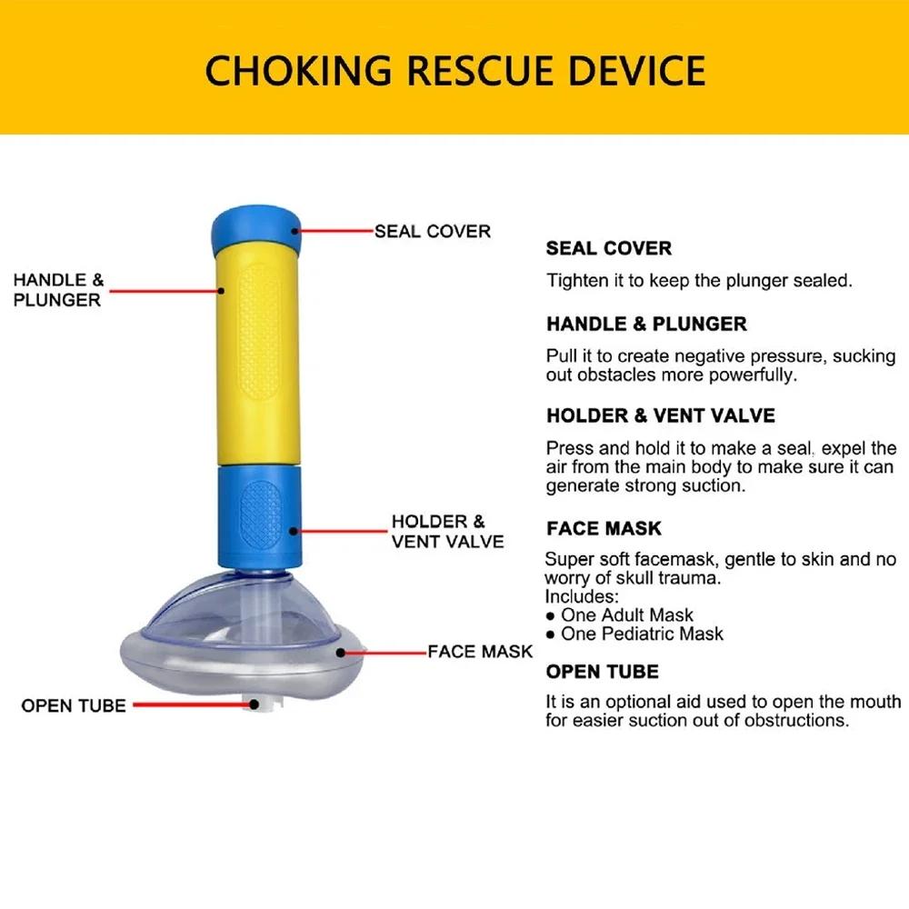 Airway Obstruction Removal Tool with Spring-Loaded Plunger and Airtight Mask Seal