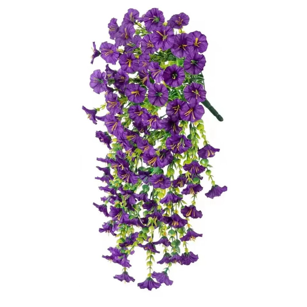 Artificial Morning Glory Vines with UV Resistant Blooms and Built-In Hanging Loops